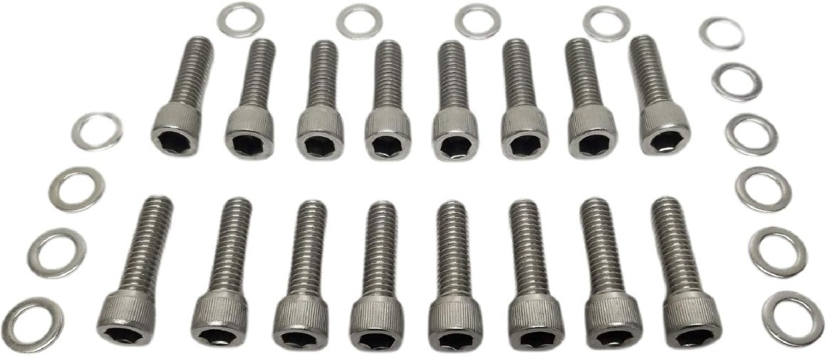 Stainless-Steel Intake Manifold Bolt Kit 3/8-16 1-1/4” BOLTS Compatible with V8