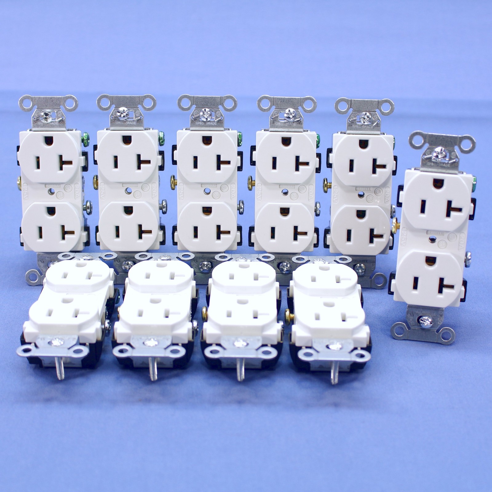 10 Hubbell White COMMERCIAL Duplex Receptacle Outlets NEMA 5-20 20A 125V CR20WHI
