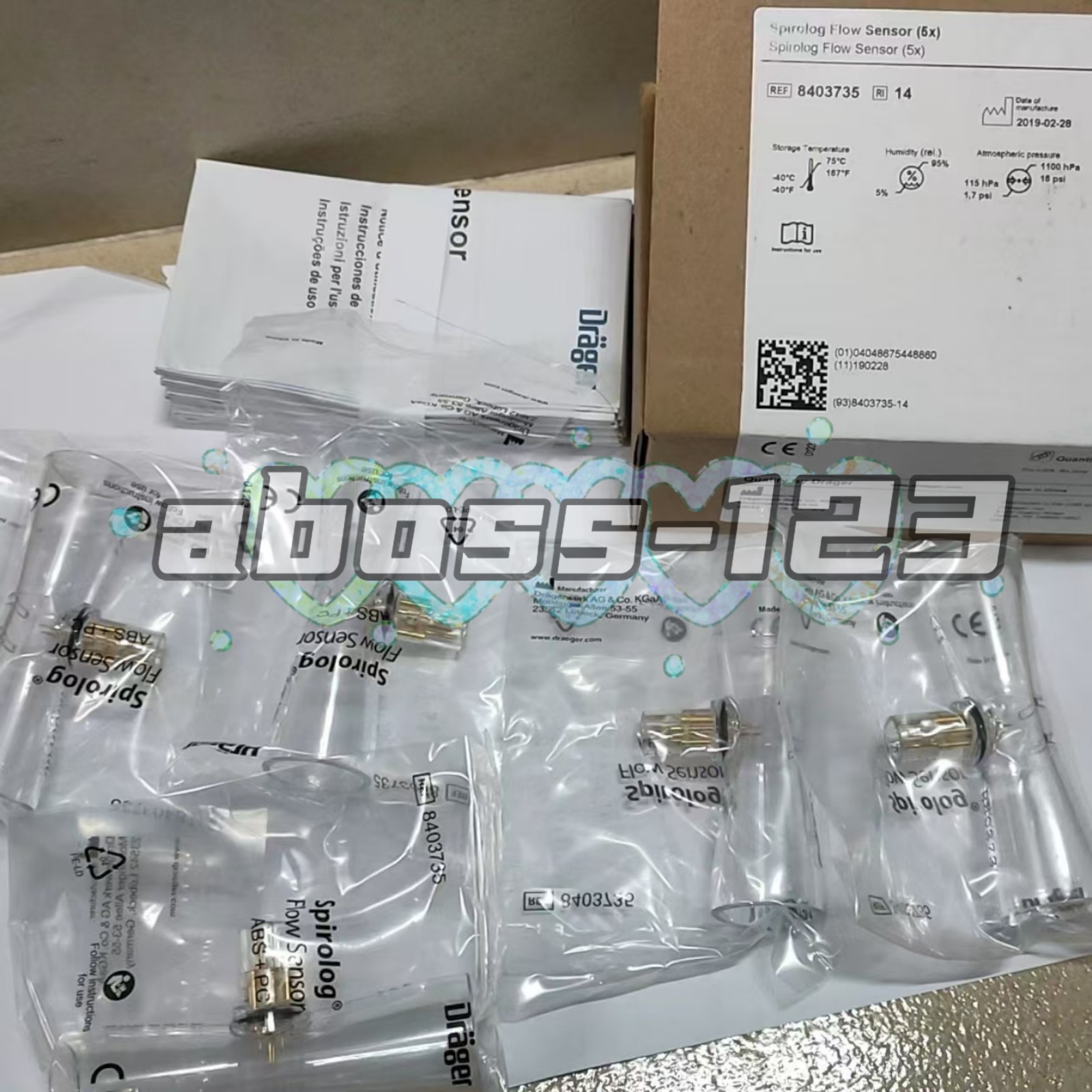 DRAGER 8403735 Spirolog Flow Sensor#1 Box 5pcs New In Box