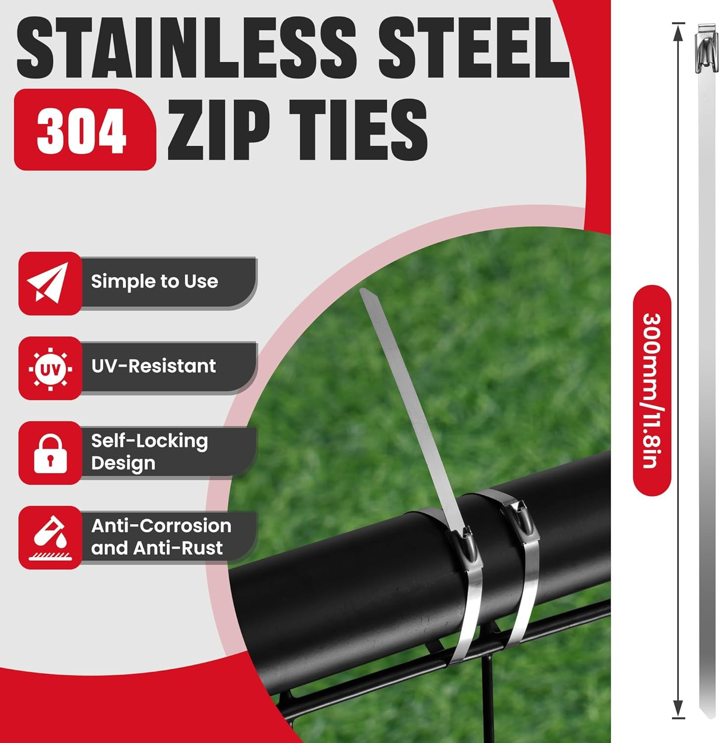 Cable Tie Tool Gun Kit Stainless Steel Zip Tie Cutter + 150 pcs Metal Zip Ties✅