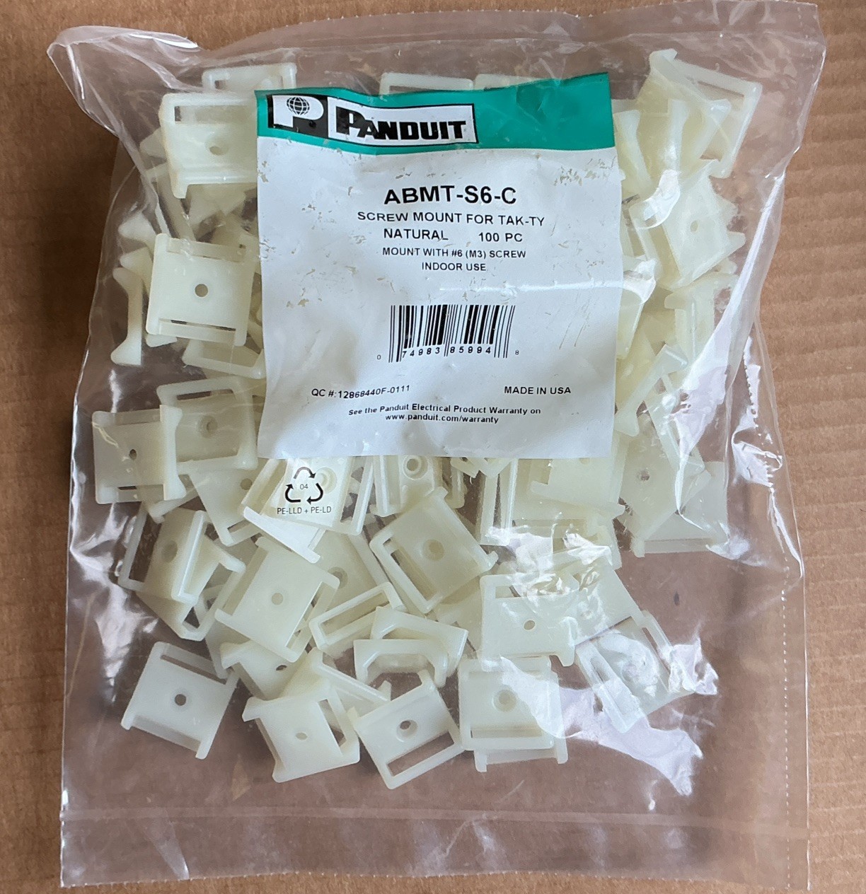 Panduit Screw Mount ABMT-S6-C ( Box Of 100 )