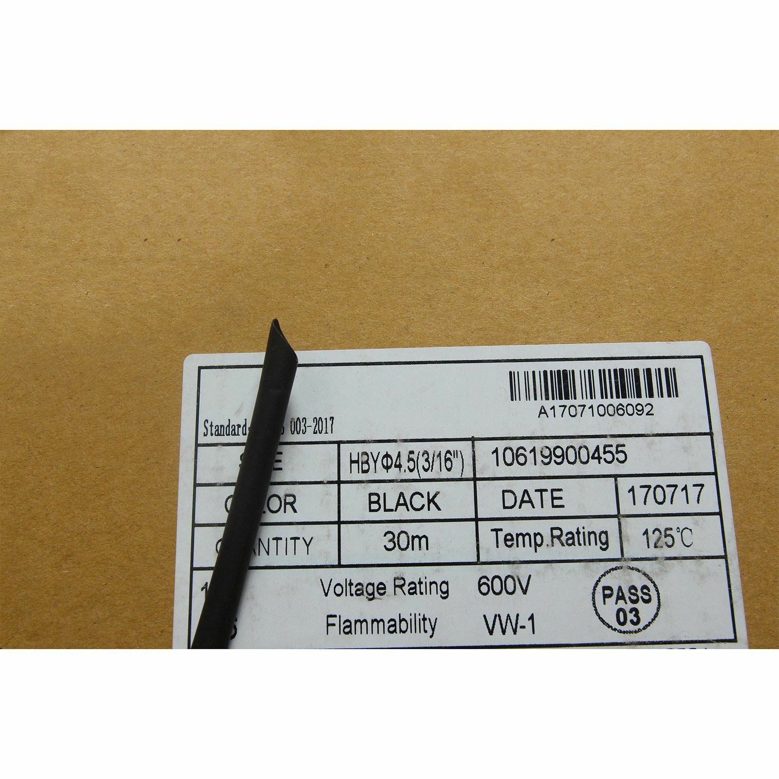 100 FT. 100 Feet BLACK 3/16″ 5mm Polyolefin 2:1 Heat Shrink Tubing Tube UL Cable