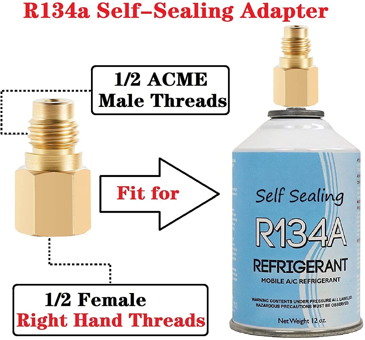 R134A Refrigerator Freon Recharge Hose Kit, AC 22.83 inches, Silver