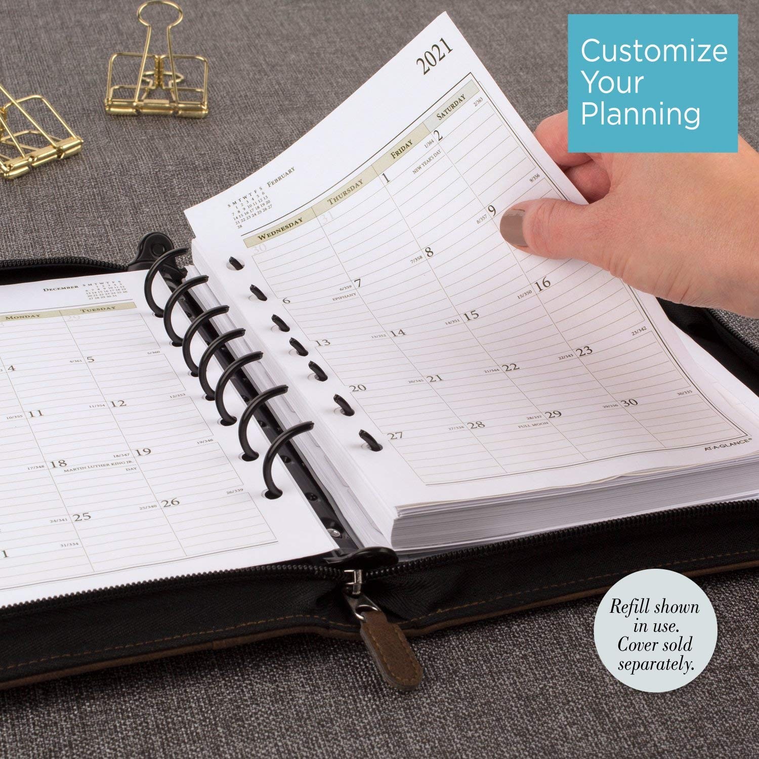 2021 Daily & Monthly Planner Refill by , 92010 DAY-TIMER, 5-1/2″ x 8-1/2″, Si…
