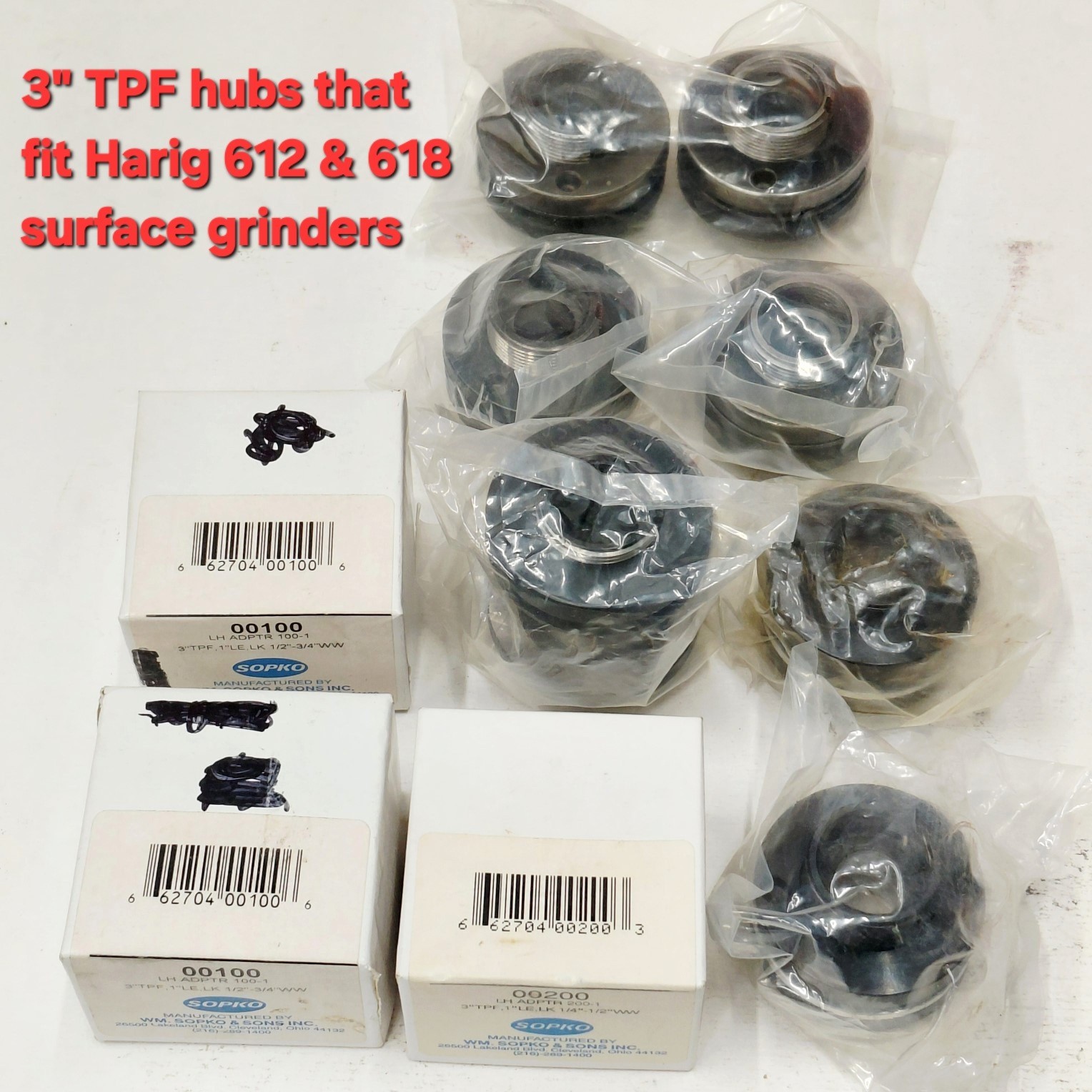 10 Sopco Grinding Wheel Hubs For Harig 612 & Harig 618 Surface Grinders