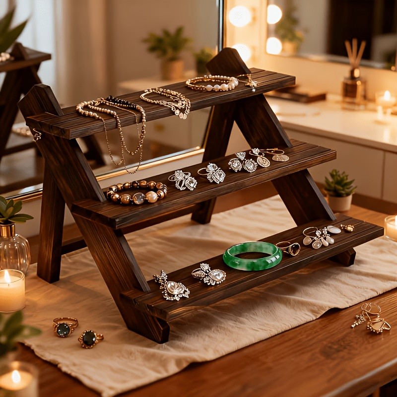 3/4/5-layer Wooden Display Stand, Multi-Purpose 4-Tier Sturdy Vertical Shelf