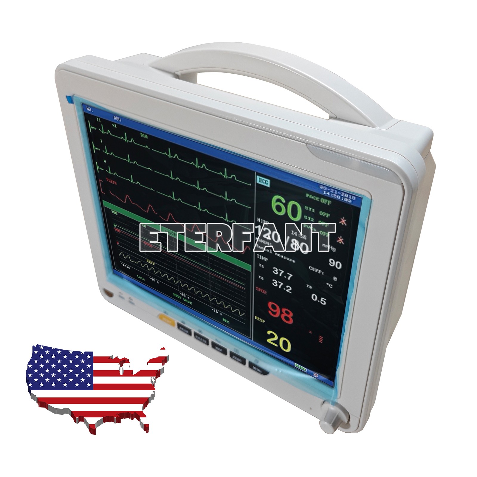 12″ Patient Monitor ICU CCU Vital Sign For Hospital ECG NIBP RESP TEMP SPO2 PR