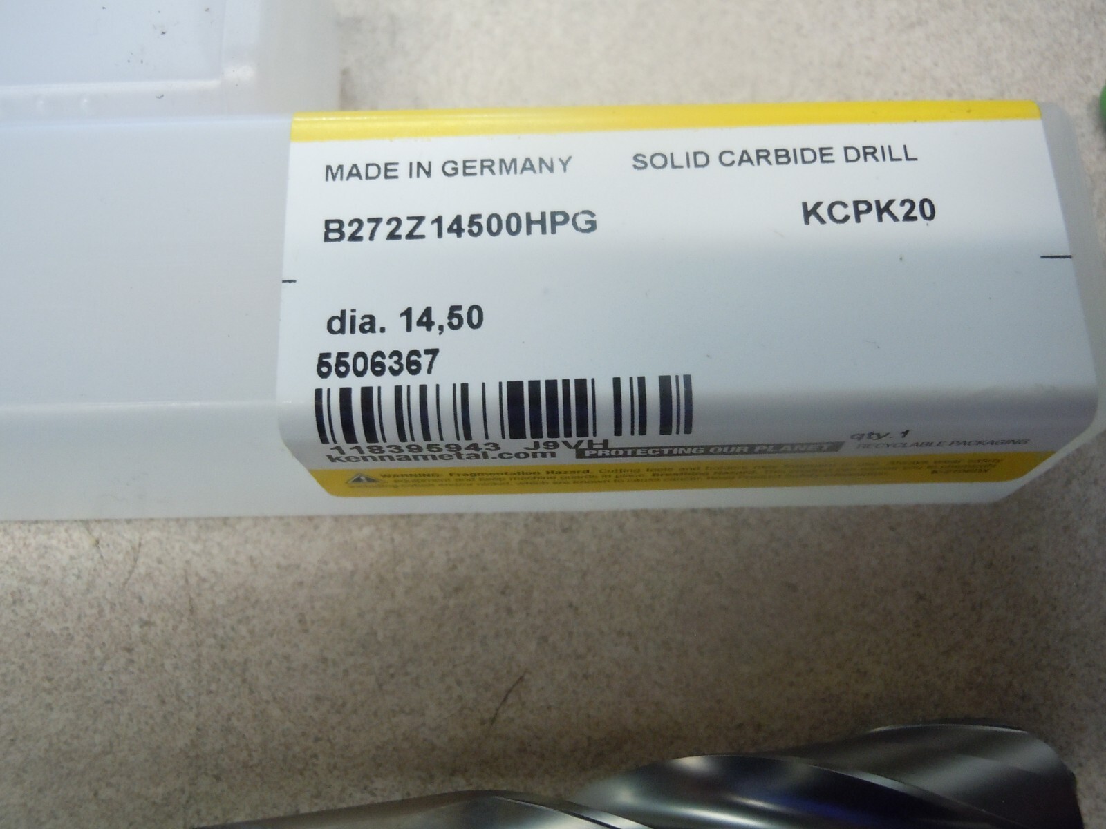 B272Z14500HPG KCPK20 – 14.50MM(.5709) 2Fl Crb 20xD Drill AlCrN – Kennametal