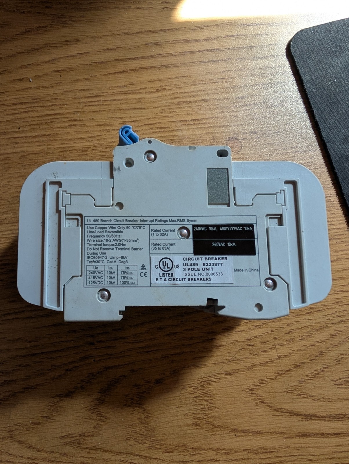 ETA 4230-T130-K0CU-12A C12 Circuit Breaker 12A 415Vac 3Pole NEW