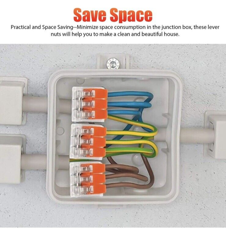 Lever Nut Compact Splicing Wire Connectors – 2/3/5 Conductor Set 75Pcs 221-412