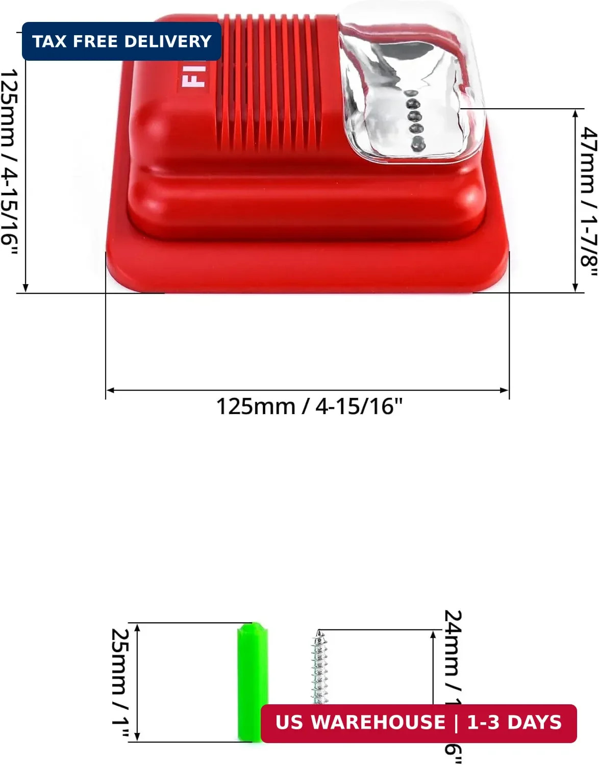 Fire Alarm Siren 12/24V DC | LED Strobe Horn ≥105dB | Wired Security System