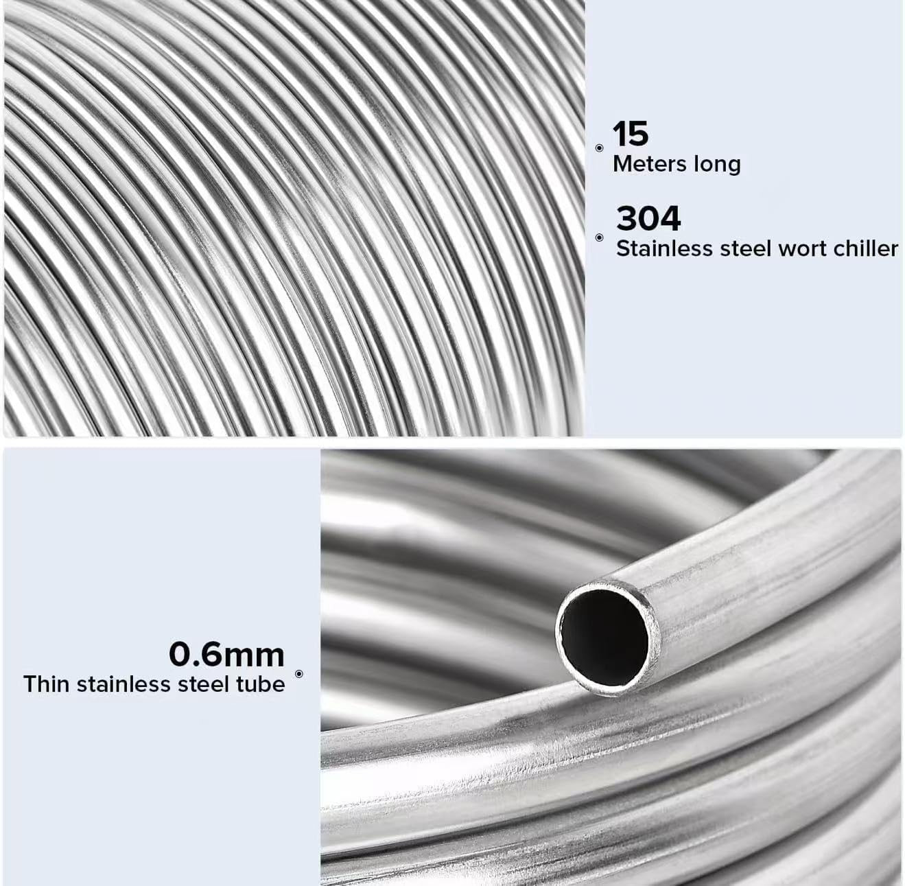 3/8″ X 50Ft 304 Stainless Steel Tubing Coil, Immerson Tubing Coil for Ice Bath W