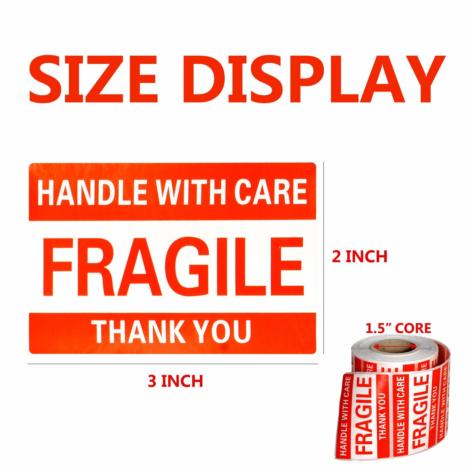 2″ x 3″ Fragile Handle With Care Thank You Stickers Labels 500 Per Roll /1-6Roll