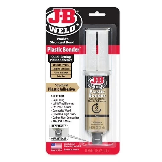 J-B Weld 50133 Plastic Bonder Structural Adhesive Syringe – Tan – 25 ml