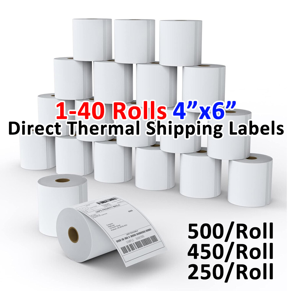 4″x6″ Direct Thermal Shipping Labels 500/450/250 Roll For Zebra Eltron Printers