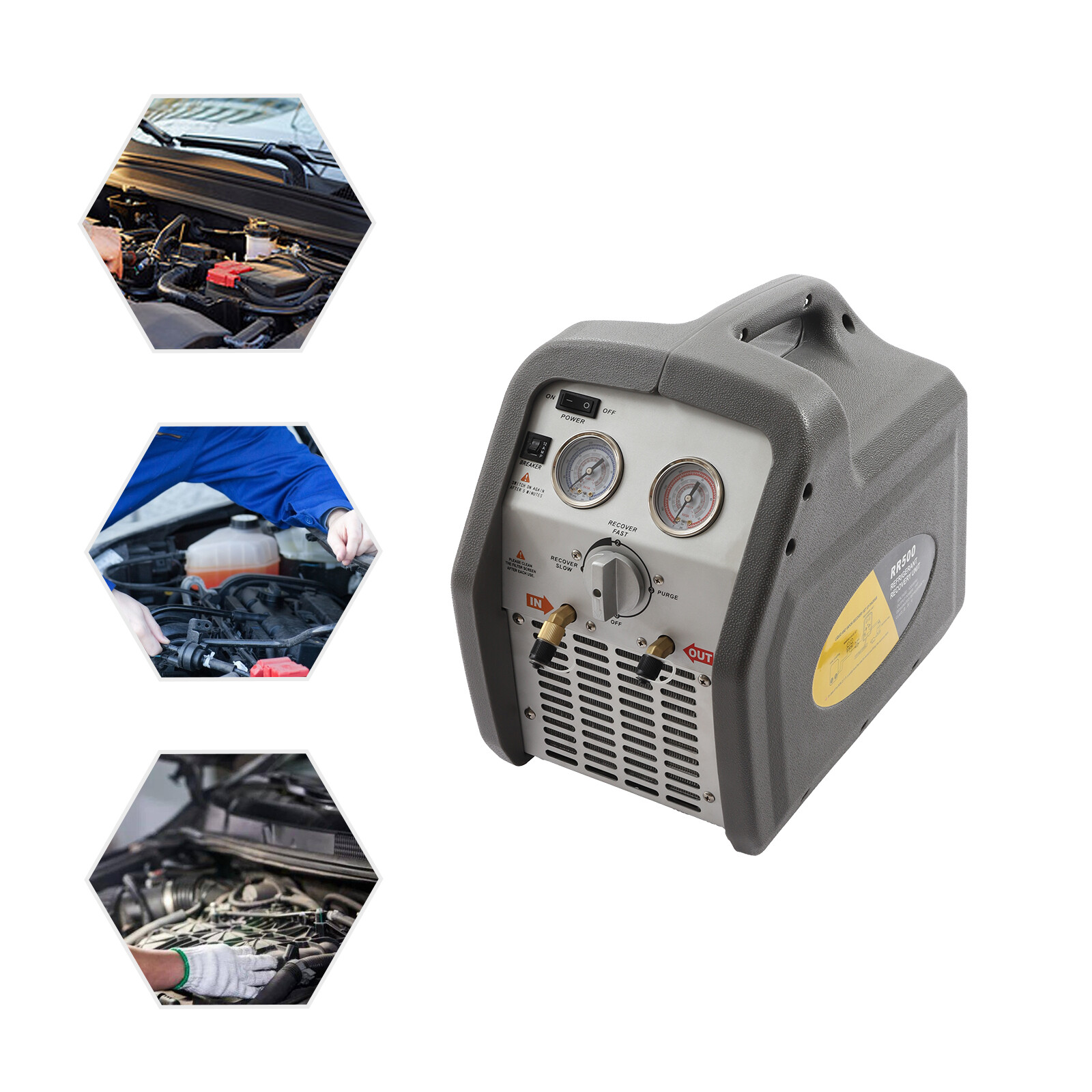A/C Refrigerant Recovery Machine for hvac freon reclaim 3/4HP 110V/60Hz 558psi