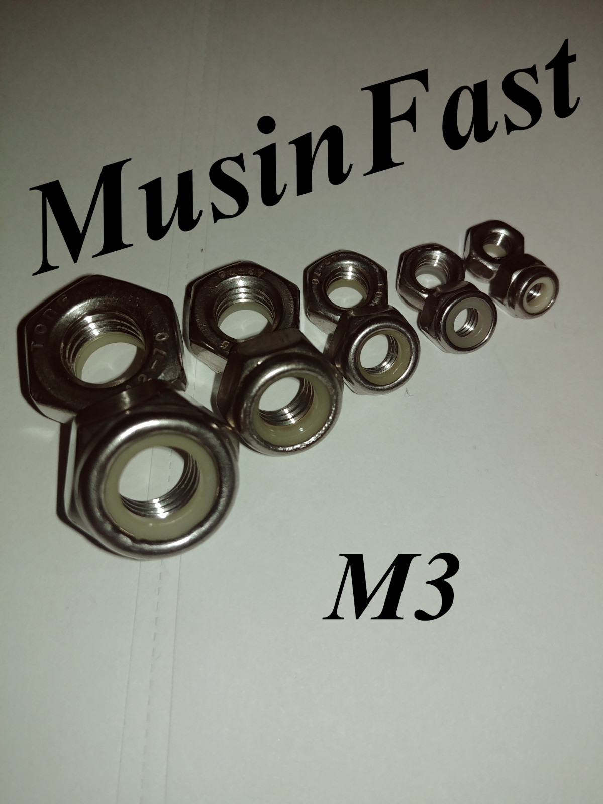 M3x0.5mm Stainless Steel Hex Lock Nut 10, 25, 50, 100, 500 Pcs.