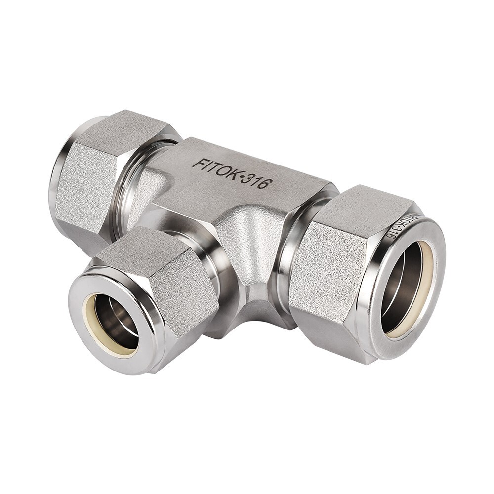 FITOK 316 SS 1″ x 1″ x 1/2″ Tube OD Compression Fitting Reducing Union Tee