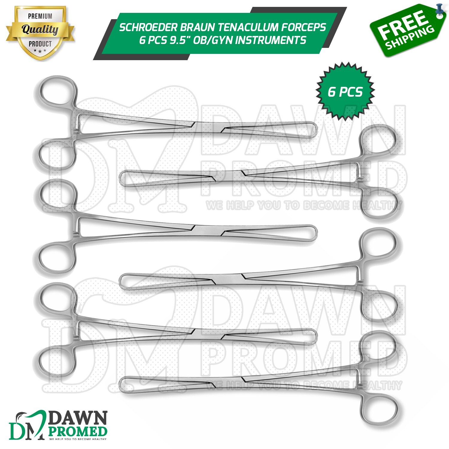 Schroeder Braun Tenaculum Uterine Forceps 6 Pcs 9.5″ OB/GYN Instrument German Gr