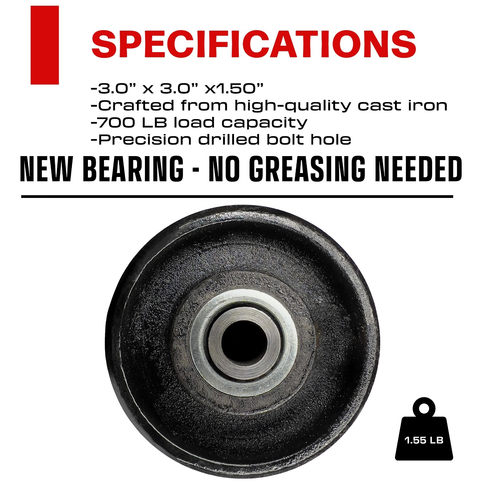 3 Inch V-Groove Gate Wheels Cast Iron Steel With Weldable Box – 1 Pc Set