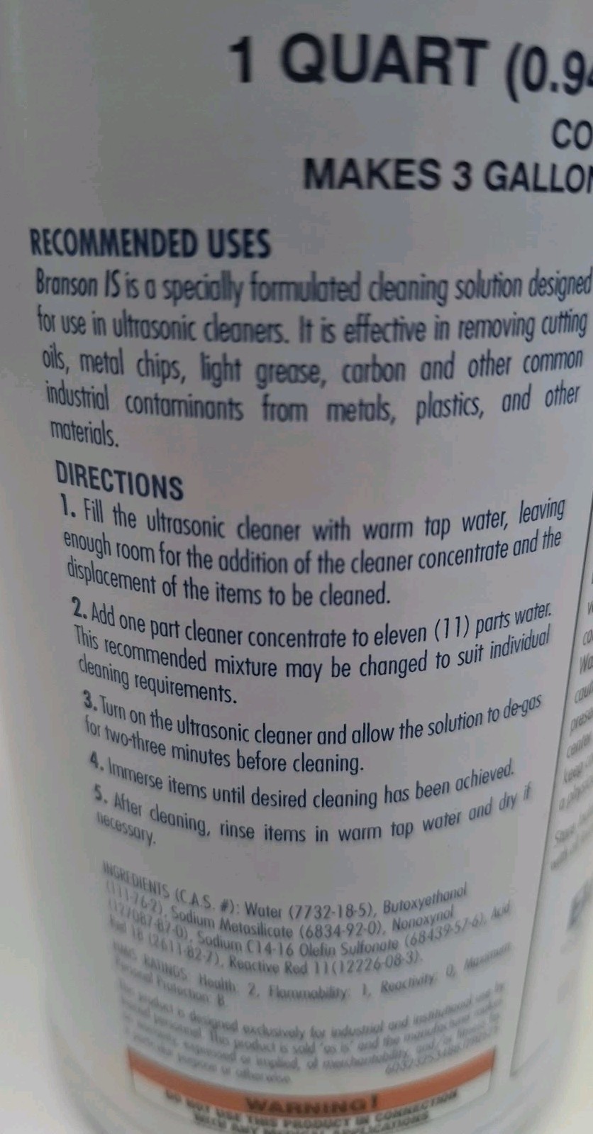 Branson IS Formulated Cleaning Concentrate Solution. 000-955-114 1qt. Ultrasonic