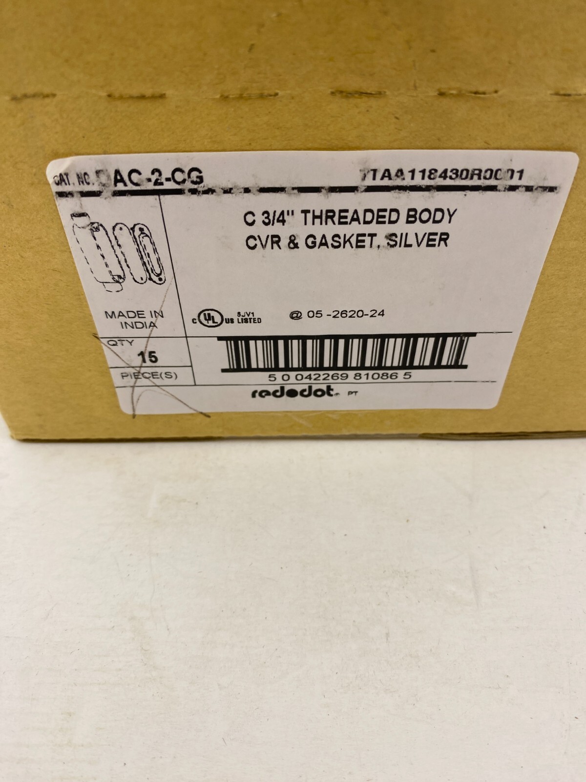 Red Dot DAC-2-CG 3/4″ Type C Condulet Aluminum Die-Cast with Cover and Gasket