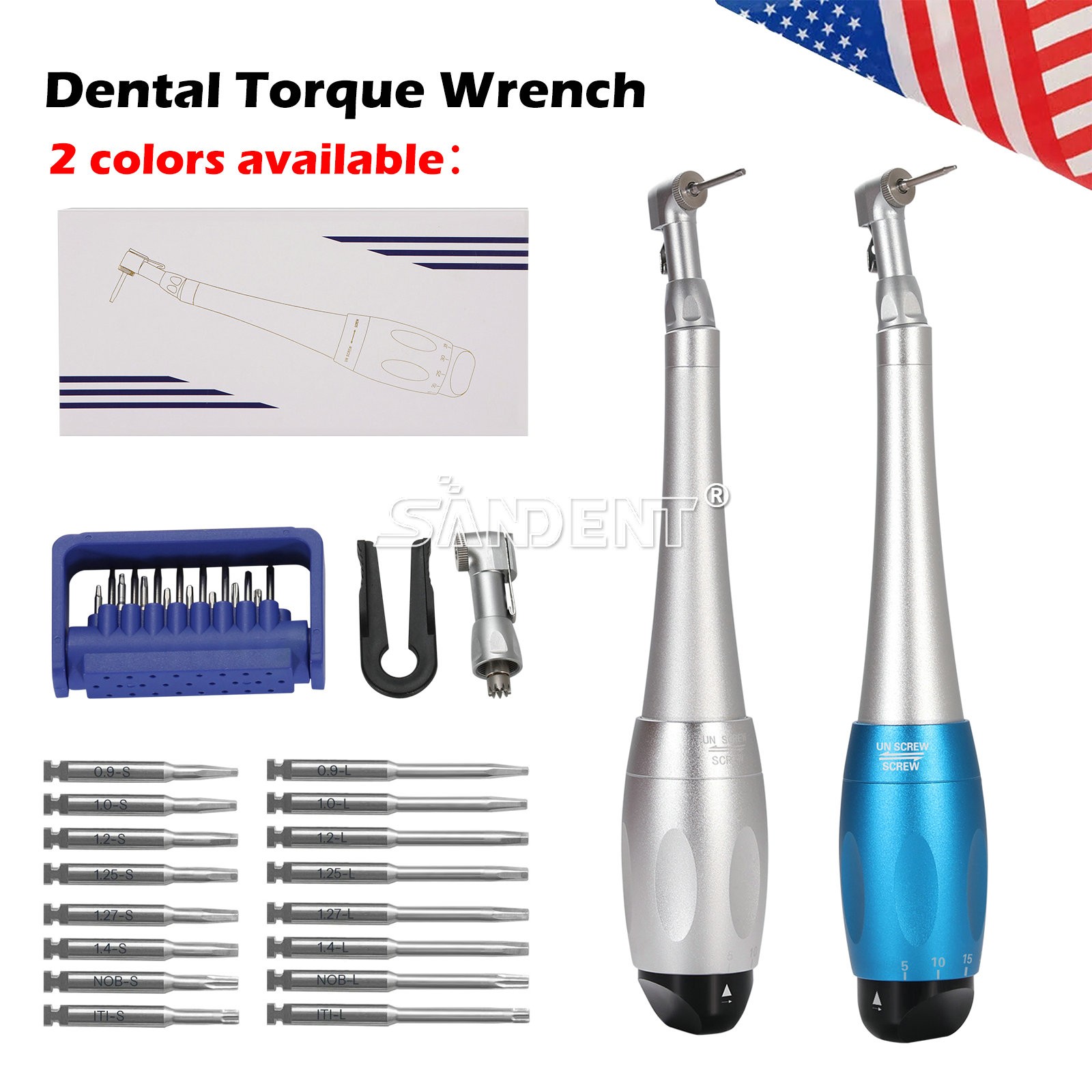 Dental Universal Implant Kit Torque Wrench Contra Angle & 16pcs Drivers