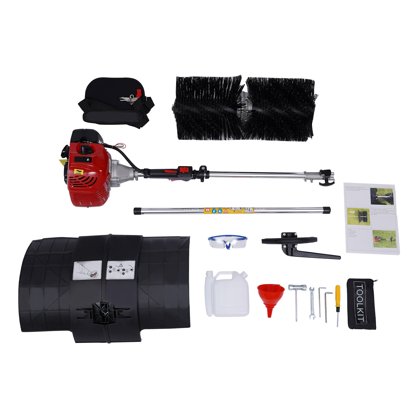 Gas Power Nylon Brush Broom Sweeper Artificial Grass Driveway Turf Snow Clean US