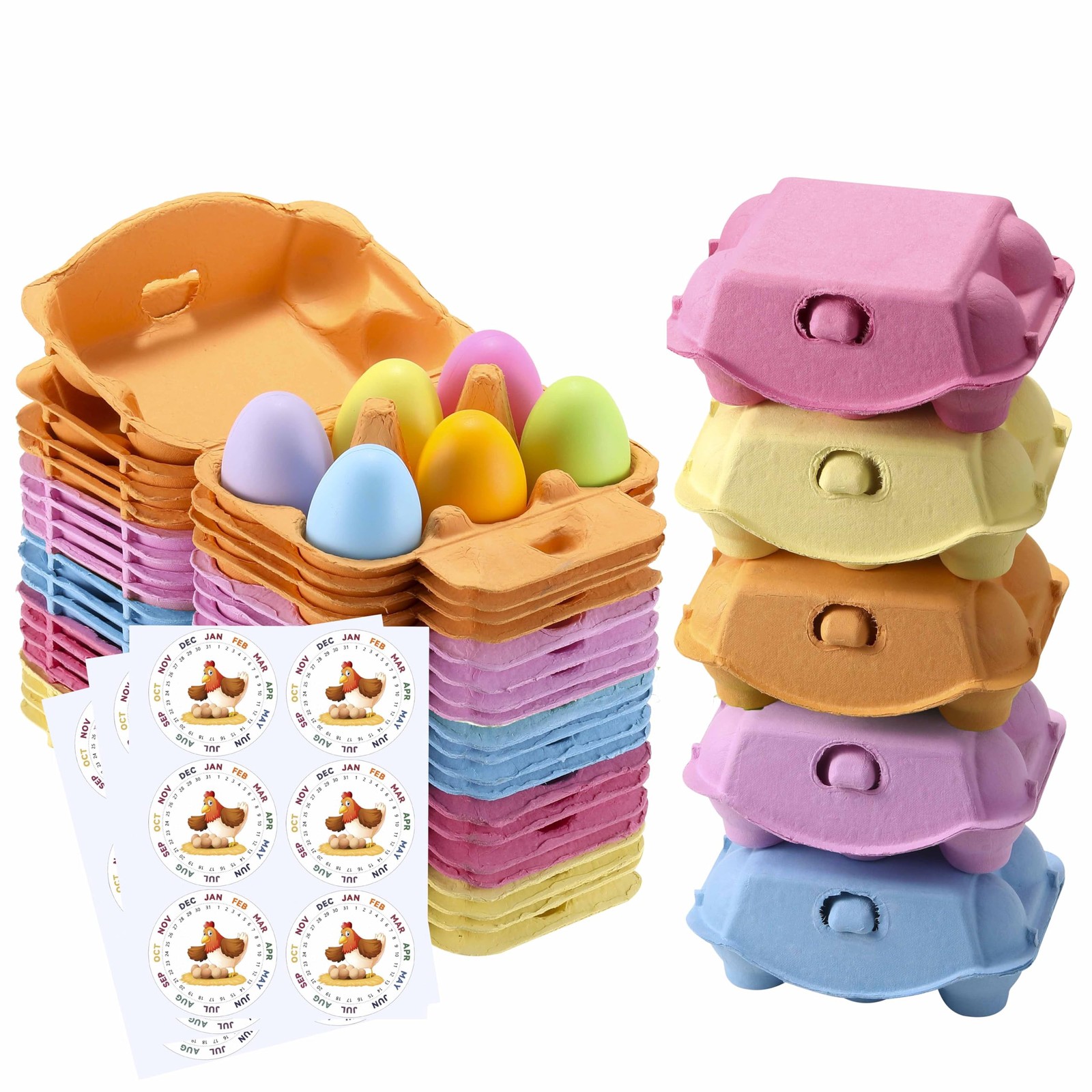 20 Pack Colored Egg Cartons Half Dozen 6 Count Vintage Easter Pulp Paper