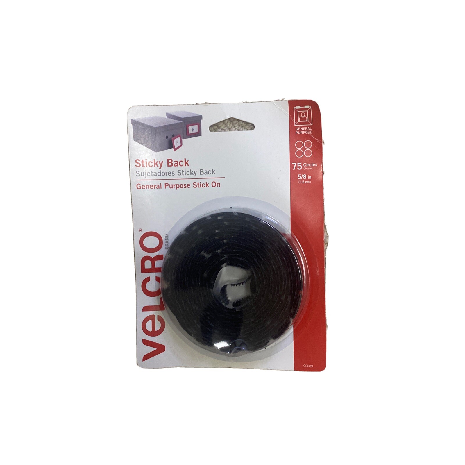 Velcro Brand Sticky Back Hook & Loop Circles, 5ft X 3/4in No 90089 Black