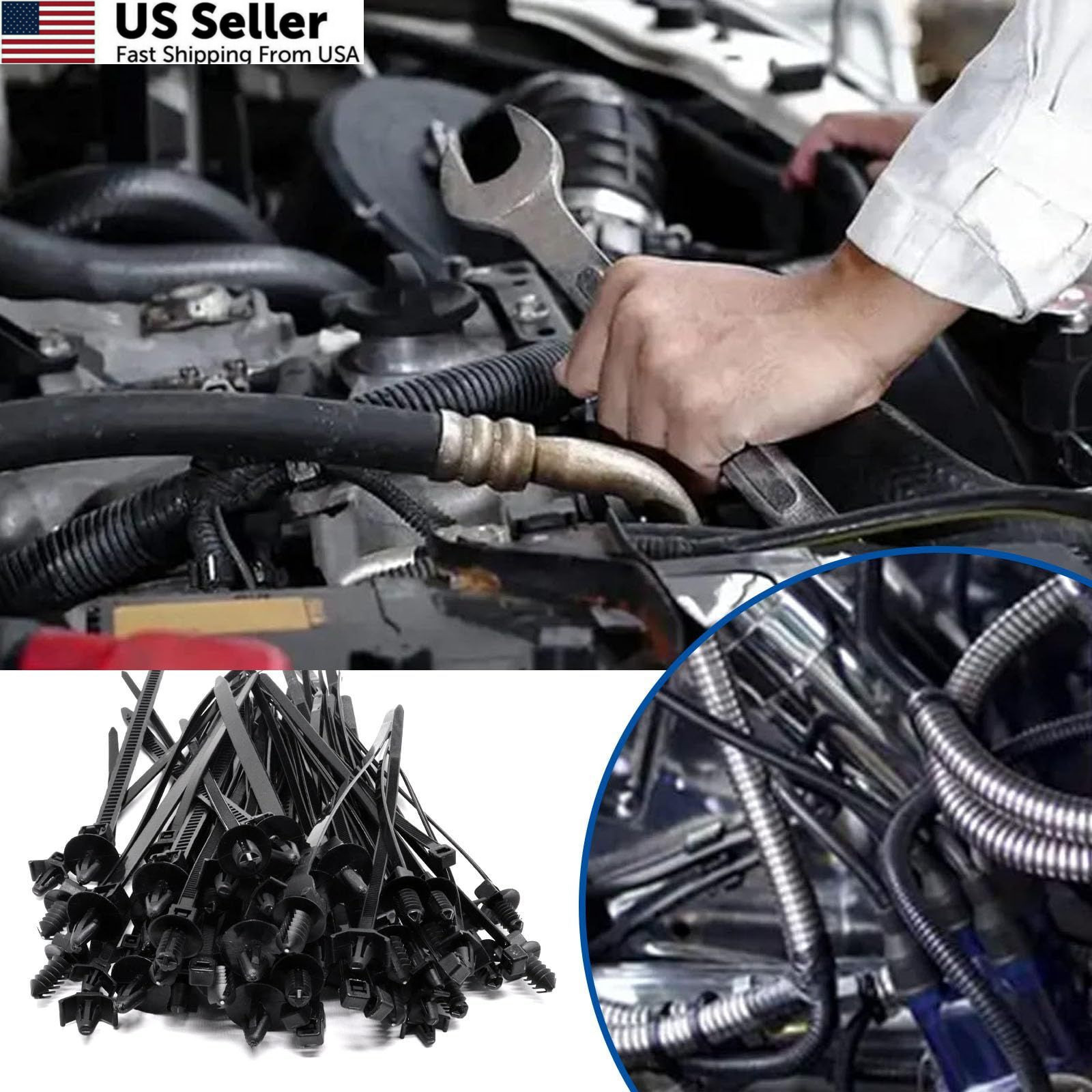 YuGtcen 60pcs Zip Ties Assorted Sizes, 6 Popular Size Push 60pcs, Black
