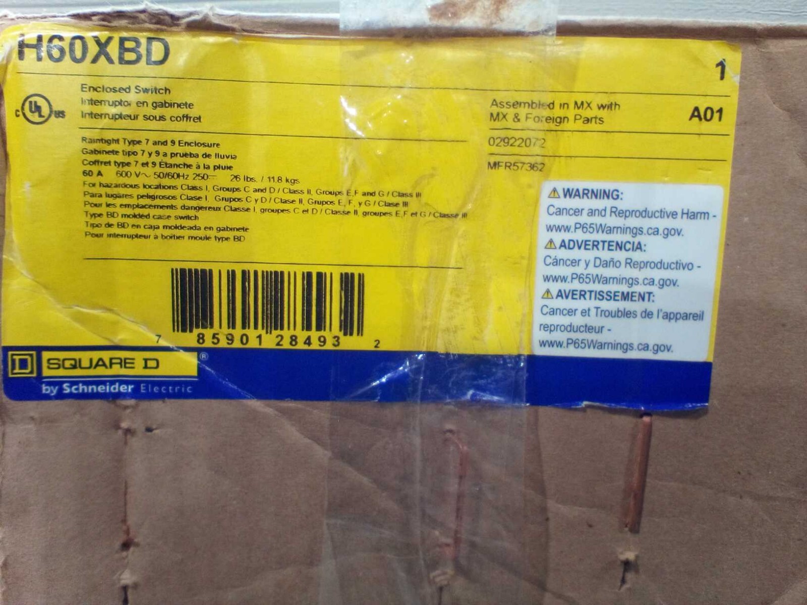 Square D H60XBD Nema 7+9 Enclosed Switch