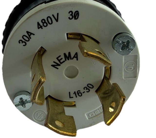 AC WORKS® NEMA L16-30P – 3-Phase 30A, 480V Locking Male Plug in Black