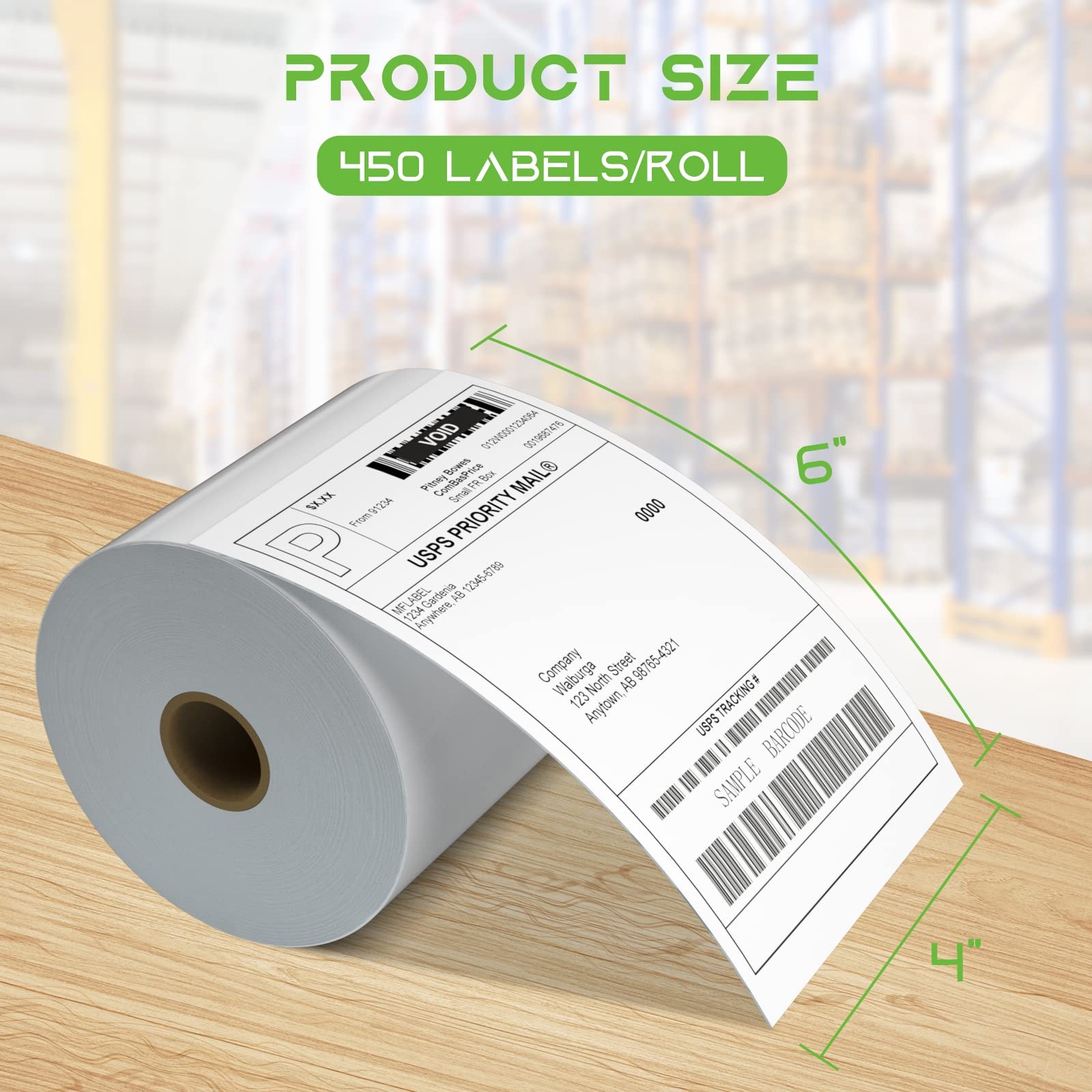 MFLABEL 4×6 Direct Thermal Shipping 450 Labels/ Rolls, 450 Rolls