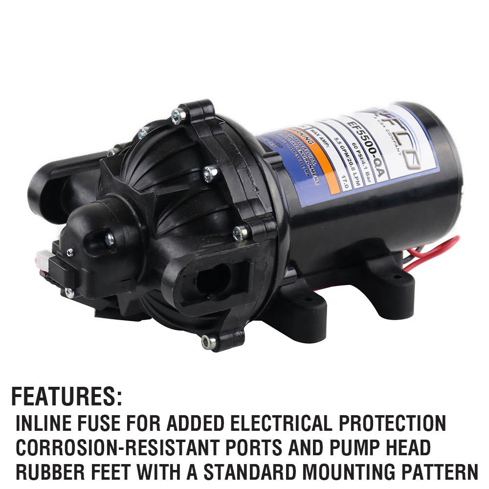Everflo 12V Diaphragm Sprayer Pump – 5.5GPM, 60 PSI, Quick Attach Ports
