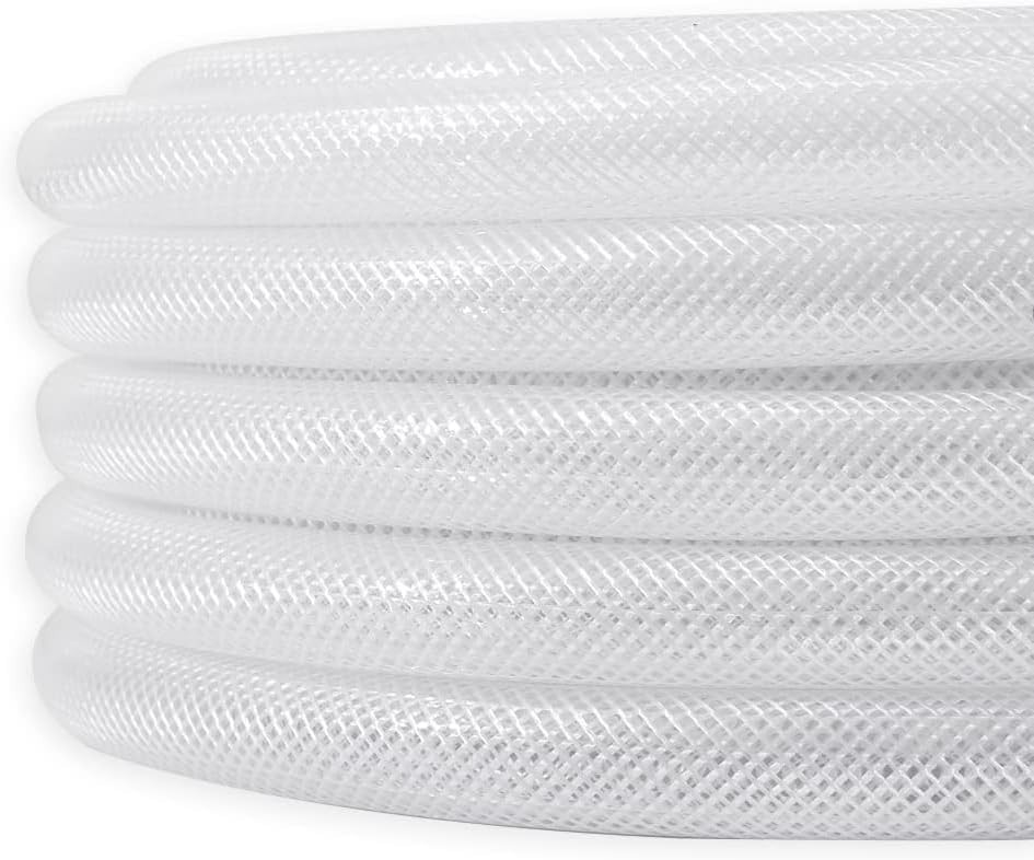 3/4 Inch ID 5 Ft Clear Reinforced PVC Braided Hose High Pressure Water Gas