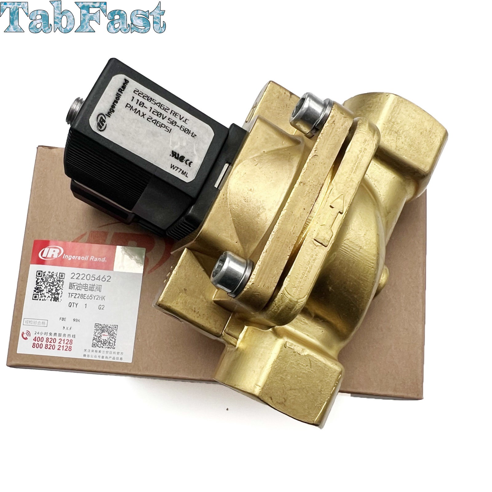 22205462 Rev C 2/2 Way Solenoid Valve 8W Pmax246 for Ingersoll Rand 110-220v