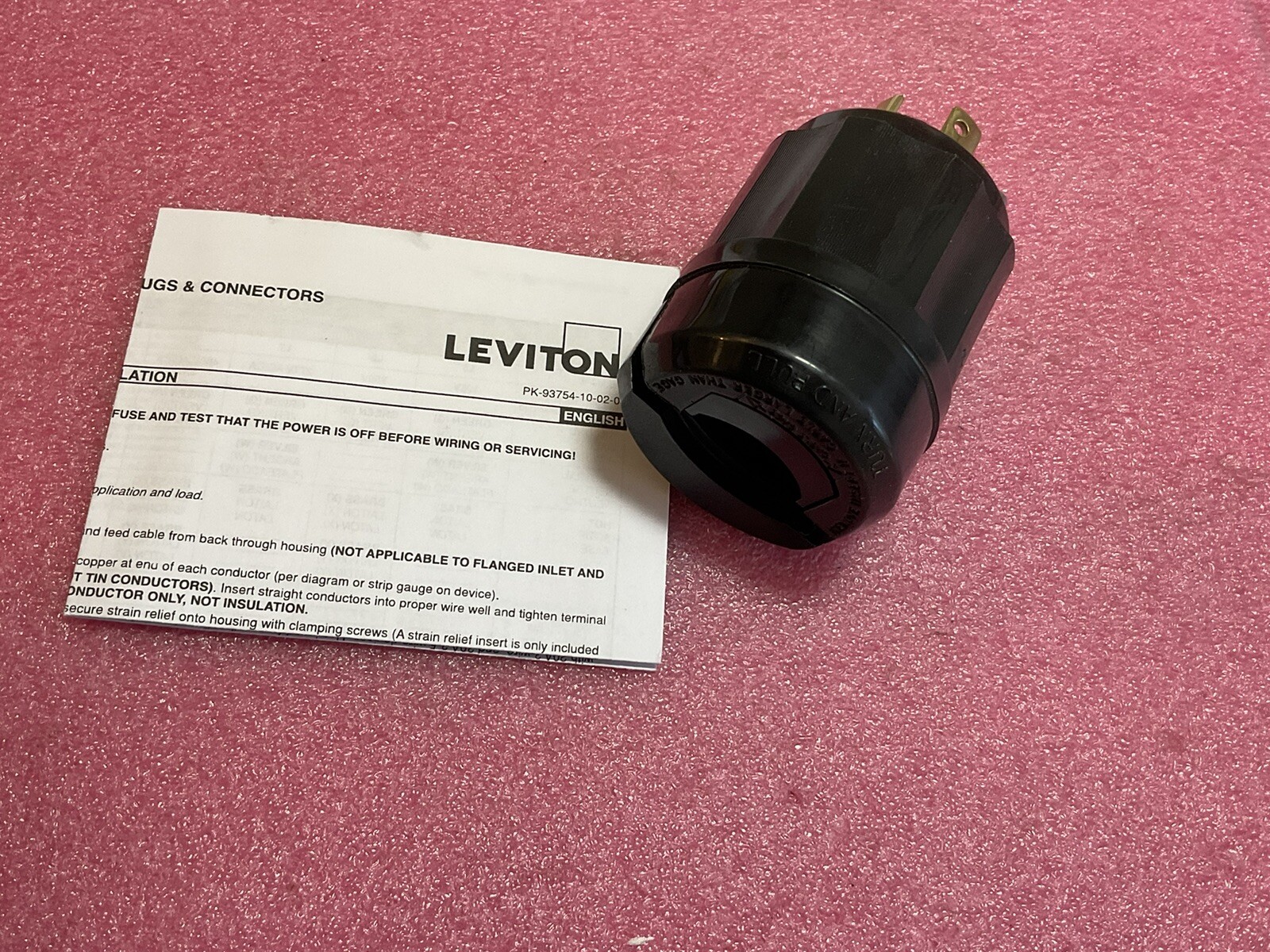 Leviton 2731-B 3-Pole 4-Wire Locking Plug, Nema L16-30, 30A 480V