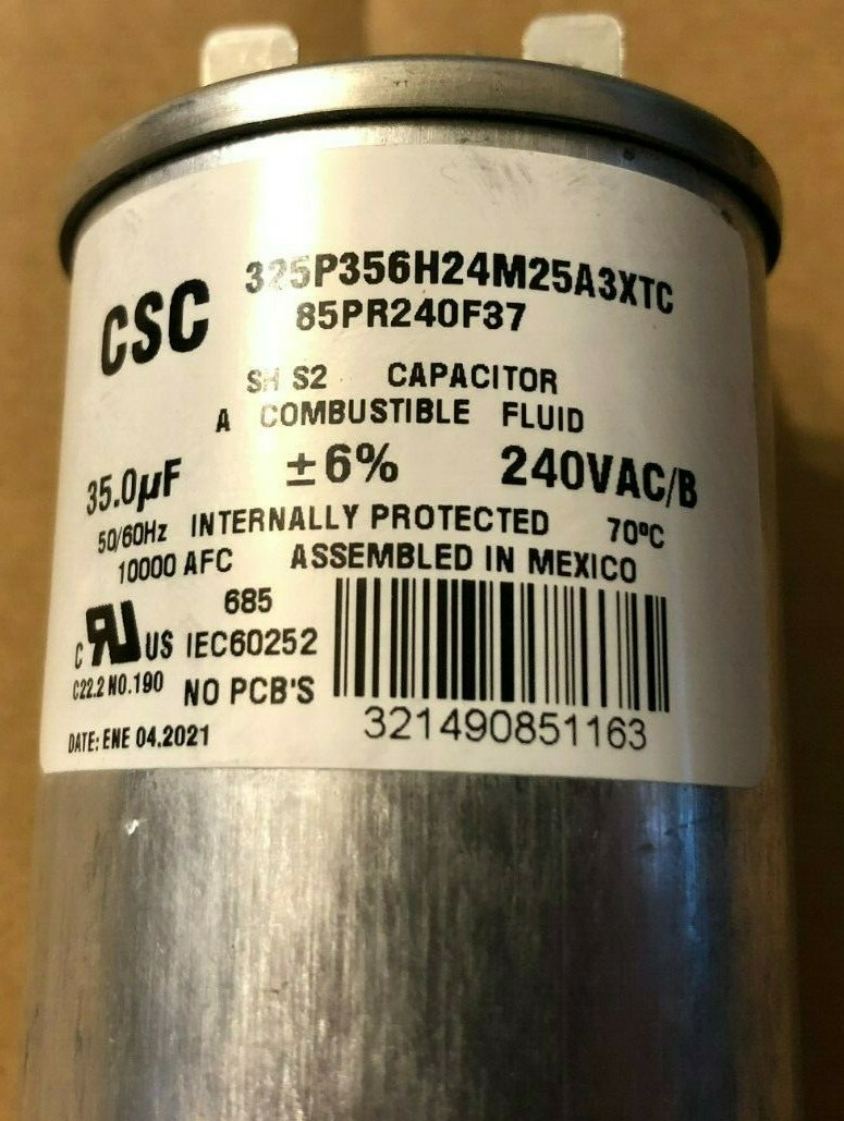 CSC CAPACITOR 325P356H24M25A3XTC 35.0UF +/-6% 240VAC/B 85PR240F37