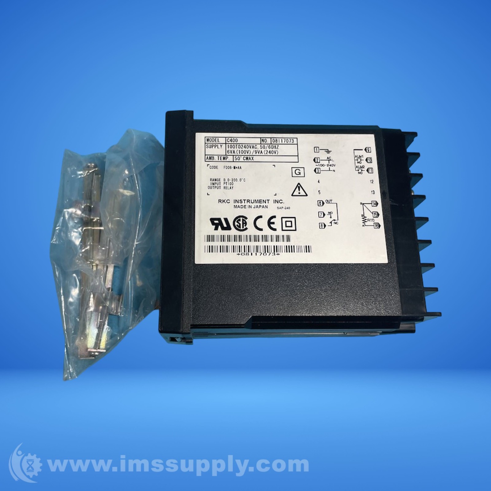 Rkc C400 Temperature Controller, 100 to 240 V AC 3697