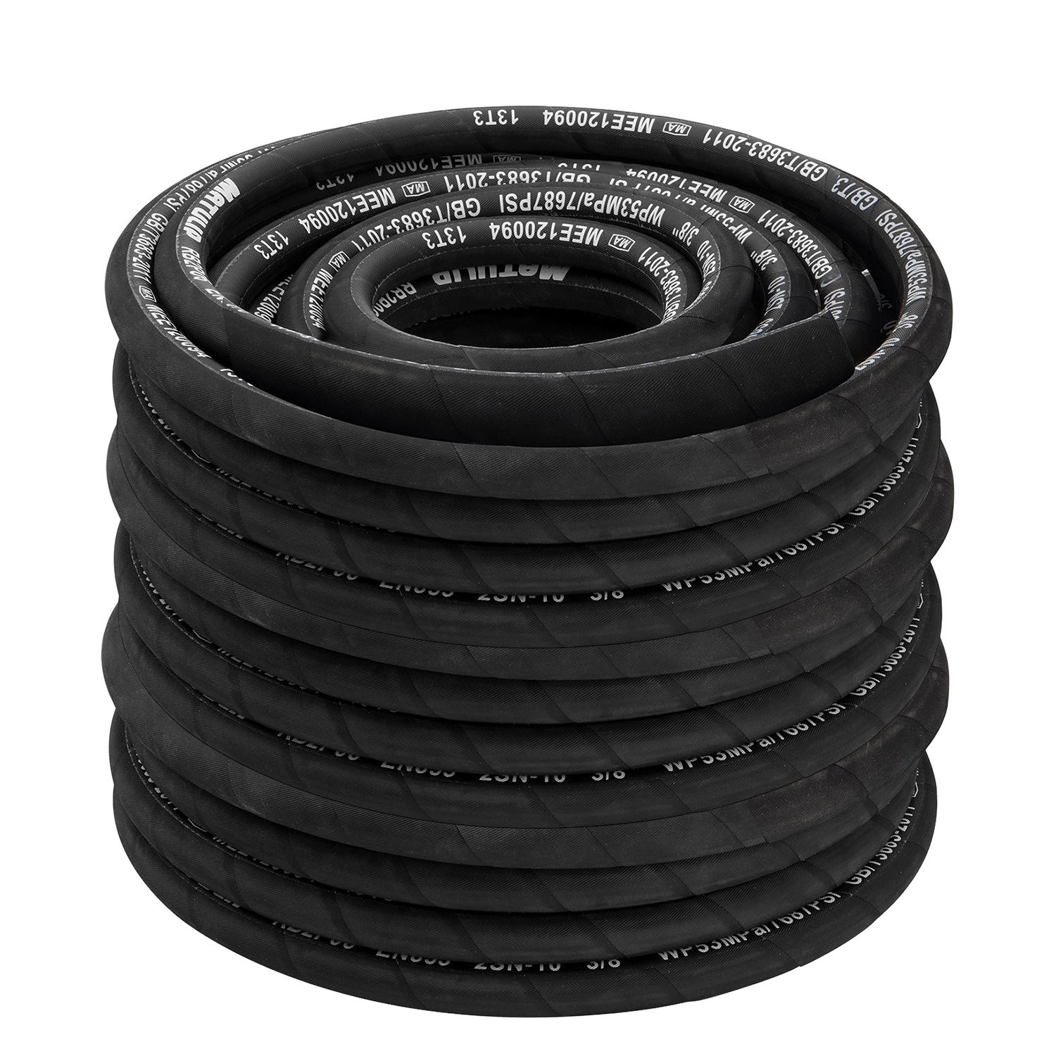 50FT 3/8″ Hydraulic Hose with 16PCS Hydraulic Hose Fittings, 2-Wire Braided Tube