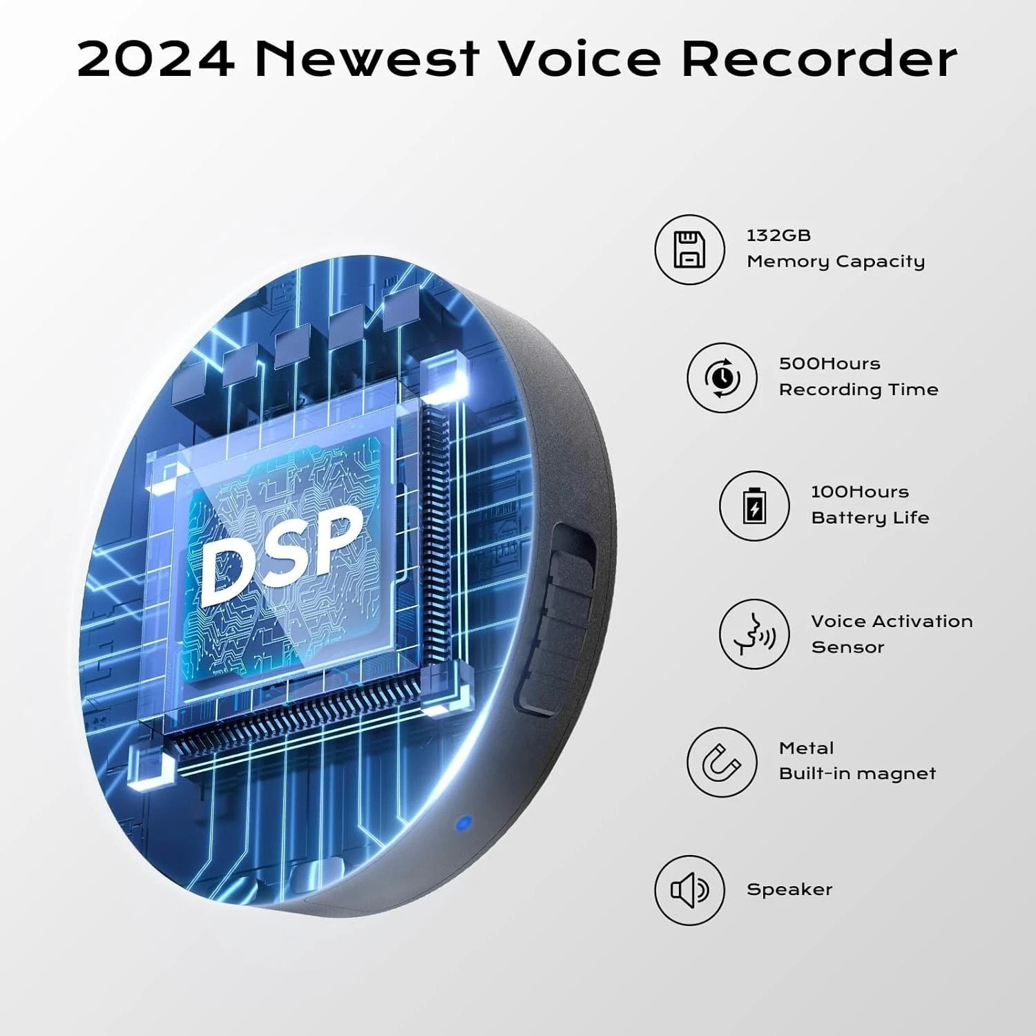 Ultimate Portable Recorder – 132G, 9800 Hours, One-Touch Recording & Accessories