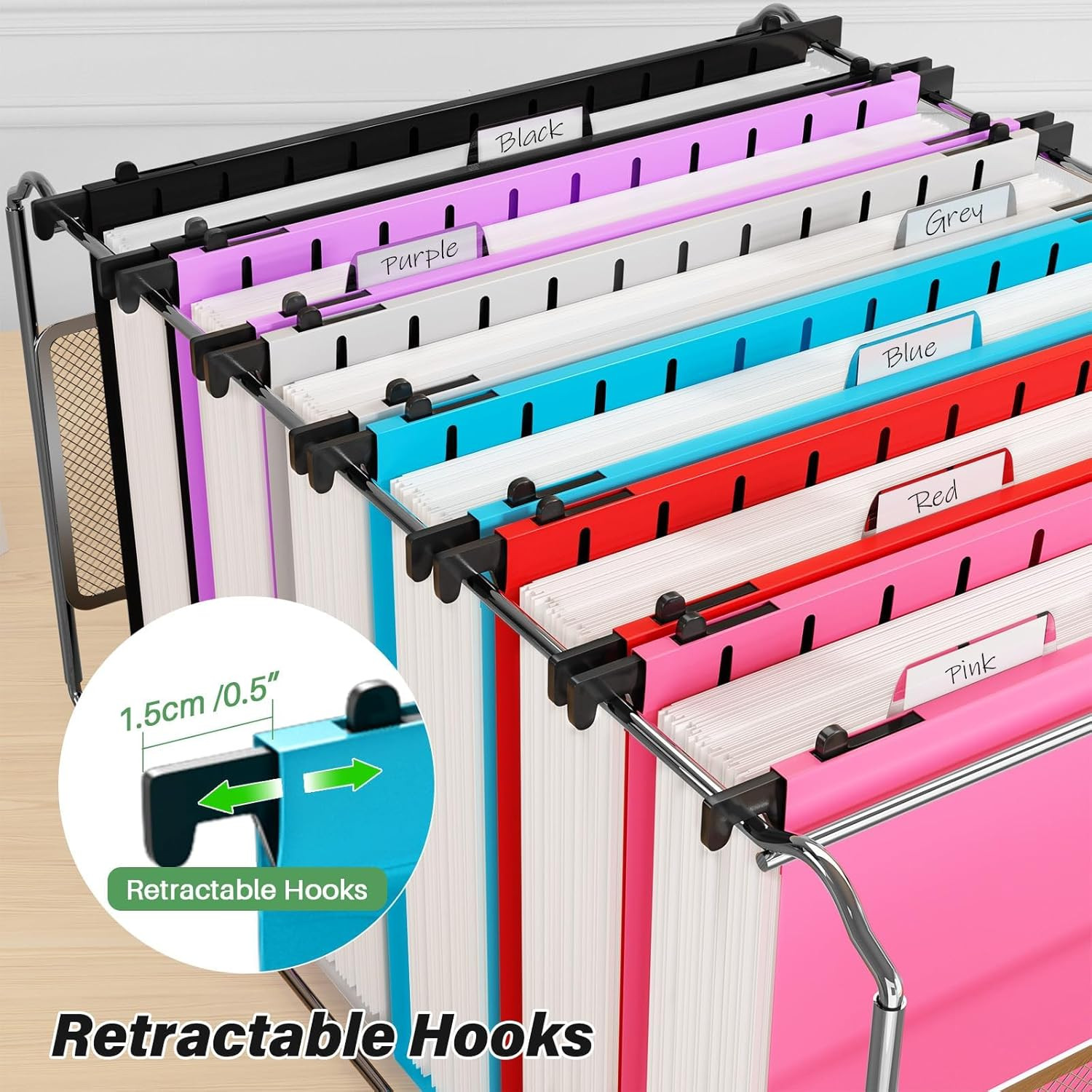 Hanging File Folder Letter Size Extra Capacity,Heavy Duty 2″ Expansion Plastic F