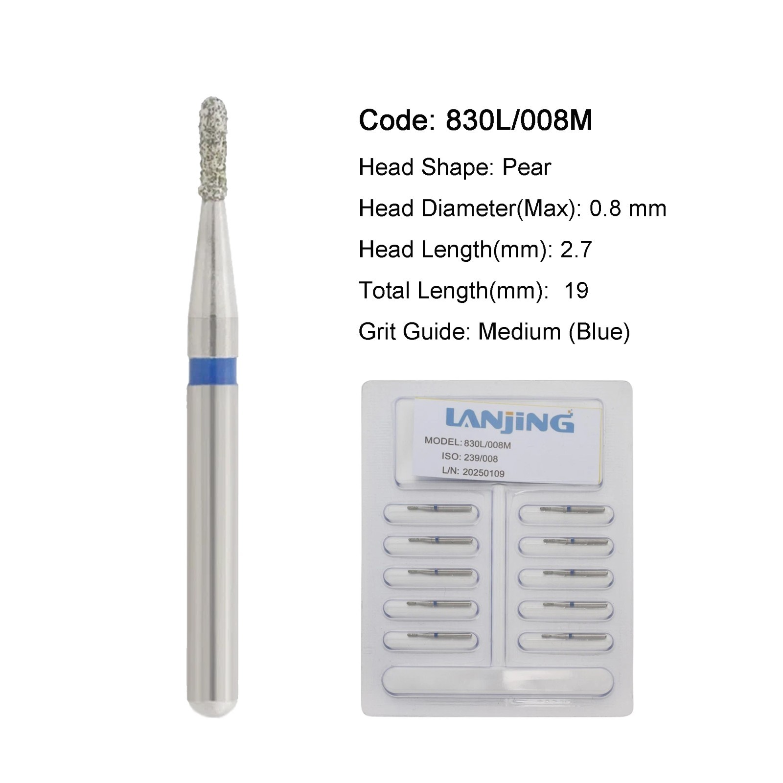 Dental Diamond Burs FG Surgical Long Round Taper High Speed Bur 850 856 Pear 330
