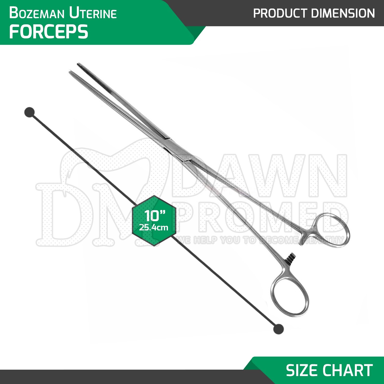 Bozeman Uterine Forceps 2 Pcs Set 10″ Straight & Curved OB/GYN Inst German Grade