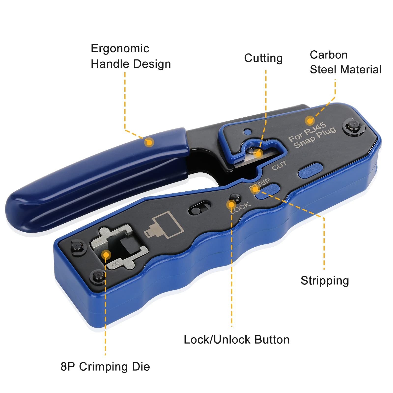RJ45 Crimp Tool Kit Pass Thru Ethernet Crimper for Cat5e Cat6 Cat6a 8P8C Modu…