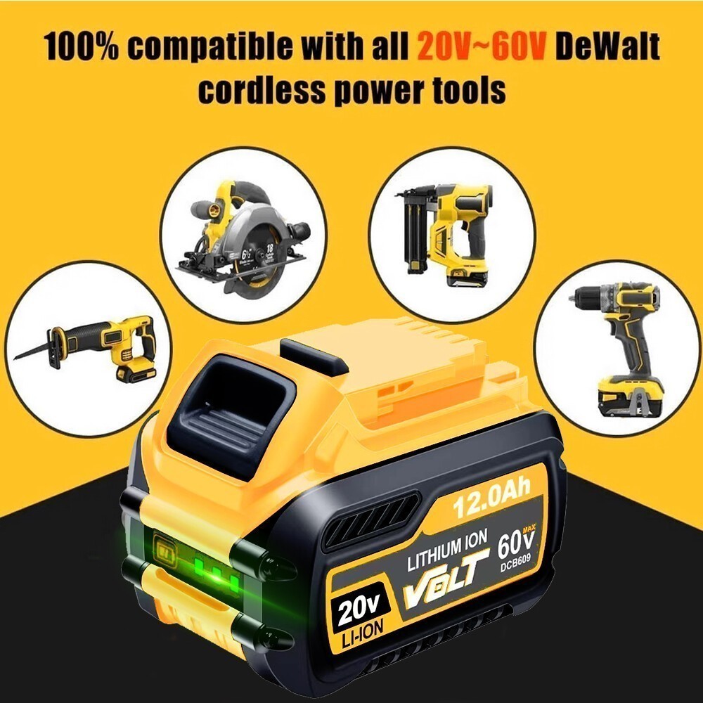 2Pack 12.0AH DCB609-2 For DEWALT DCB206 20V/60V MAX FLEXVOLT Lithium-Ion Battery