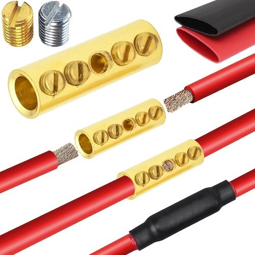 26 16 14 12 10 8 6 AWG Screw Sleeve Butt Splice Connectors Kit Brass Mechanical