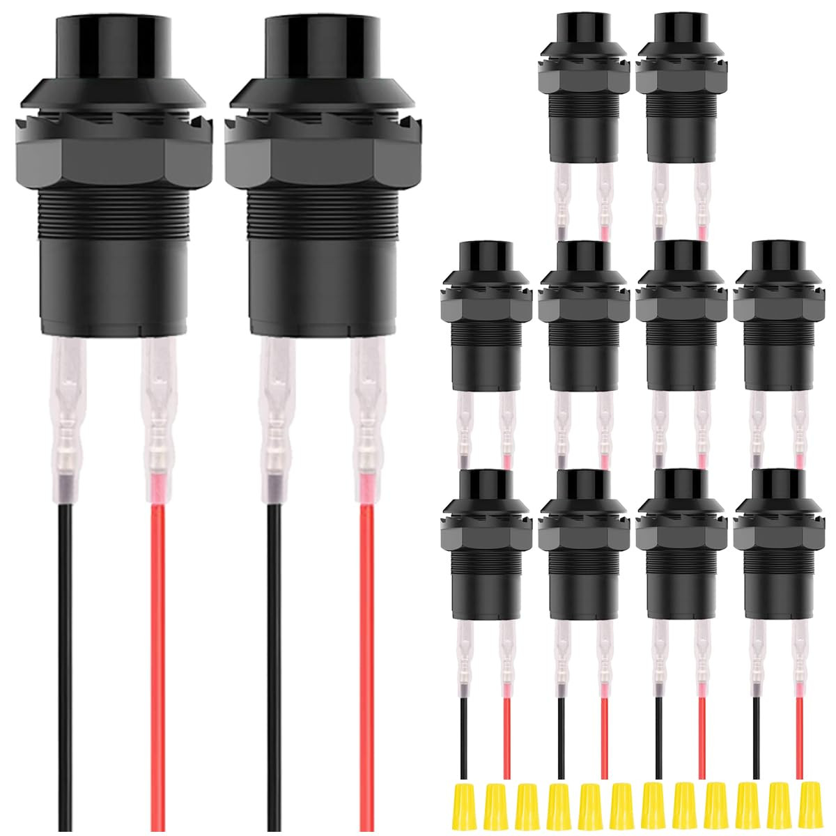12Pcs 12Mm Black Mini round Latching Push Button Switch AC 250V 1.5A 125V 3A on
