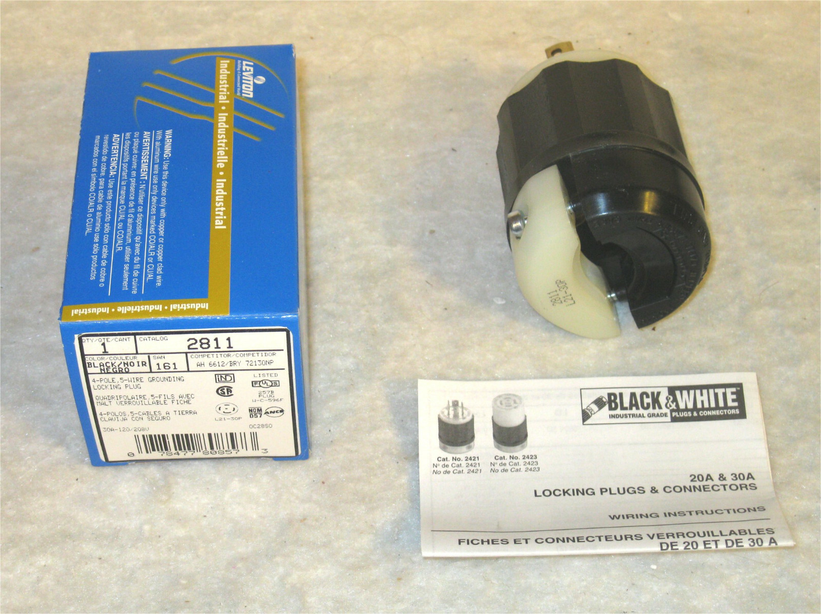 LEVITON 2811 – 30 Amp, 120/208 Volt 3PY, NEMA L21-30P, (QTY:1,5,10,25)